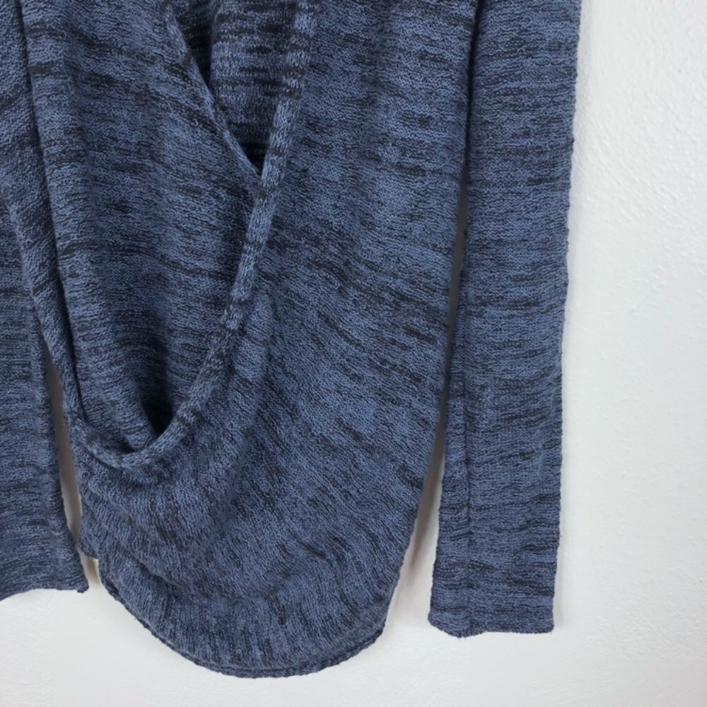 Free People Gotham Faux Wrap Long Sleeve Sweater Size Small Navy - Picture 4 of 8